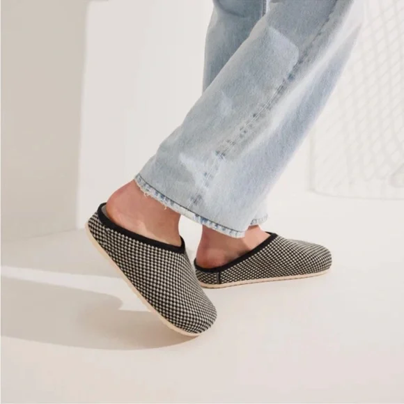 Rothy’s The Casual Clog in Toffee/Checkered Mules - Picture 1 of 4